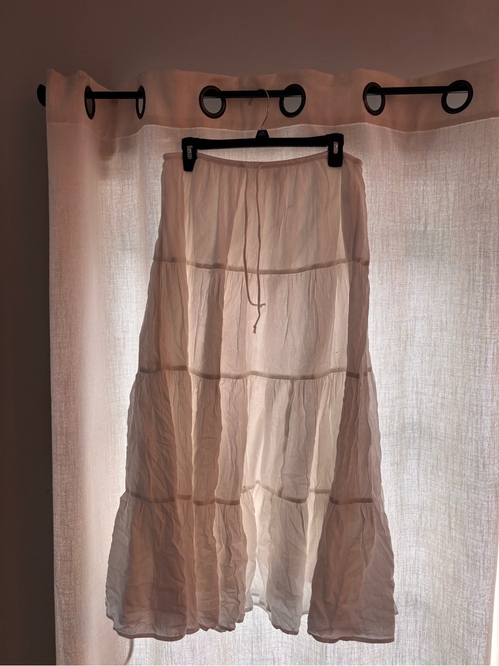aerie Pale Pink Tiered Maxi Skirt | Never Wore